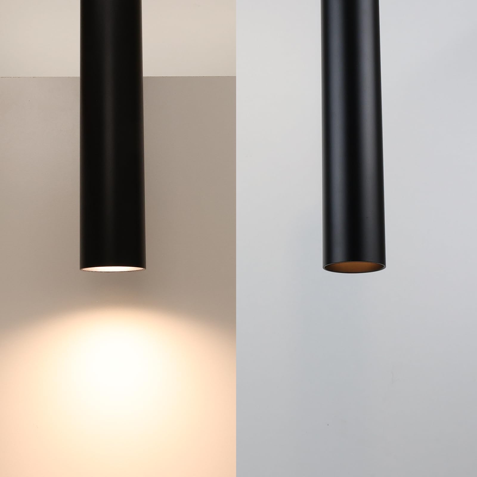 Alpinaluz Lámpara Colgante Tubular de Aluminio para Techo, Diseño Moderno de 40 cm con Casquillo GU10 y Cable Textil de 120 cm (Pack de 2 Negro)