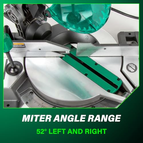 Metabo HPT 10-Inch Single Bevel Compound Miter Saw, 15-Amp Power Saw with Xact Cut Shadow Line, Precision Miter Angles, Single Bevel 0-45°, 40T TCT Miter Saw Blade, Lightweight Design, C10FCG2 thumbnail 8
