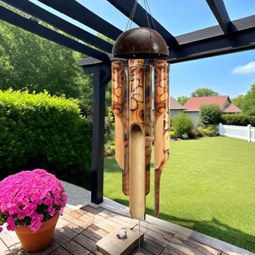ASTARIN Bamboo Wind Chimes for Outside,Handcrafted Wooden Wind Chimes for