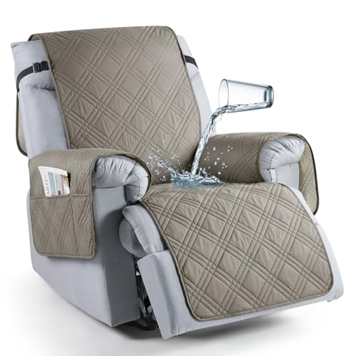TAOCOCO 100% Waterproof Recliner Chair Cover Stay in Place, Recliner Covers for Small Recliner Chair with Pocket, Reclining Chair Cover Furniture Protector for Kids, Pets(20'', Light Brown) - image 1
