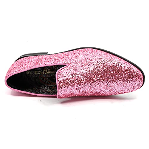 Men's Fashion Smoking Sparkly Glitter Sequin Dress Tuxedo Loafers Slip On Shoes SM-044