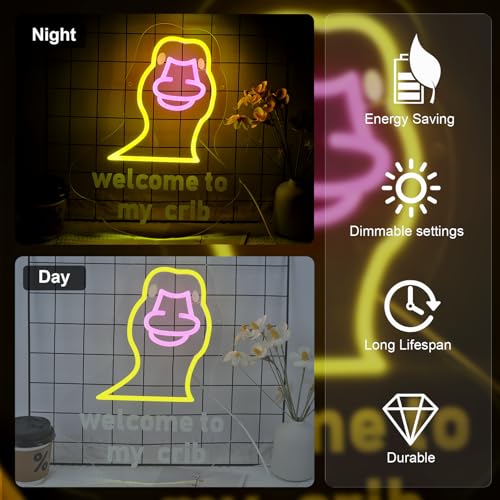 Image of Welcome to My Crib Neon Sign, Baby Shower LED Sign, USB Powered Brightness Adjustable Control for Bedroom Wedding Birthday Party Room Decoration Gift (15.7 * 8.6 inches)