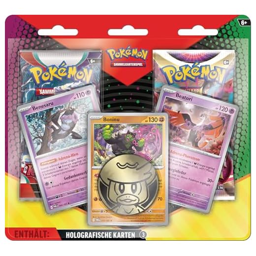 Pokémon-Sammelkartenspiel: Aufgewerteter 2er-Pack-Blister (3 holografische Promokarten & 2 Boosterpacks)