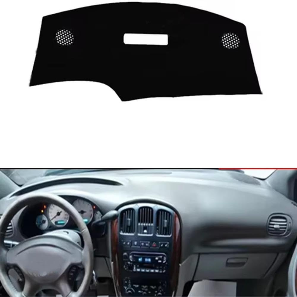 autopartes para Chrysler para Grand para Voyager G4 2001~2007 Cubierta para Salpicadero Coche Alfombrilla para Salpicadero Parasol Lhd Cuero Gamuza(RHD,Black Flannel)