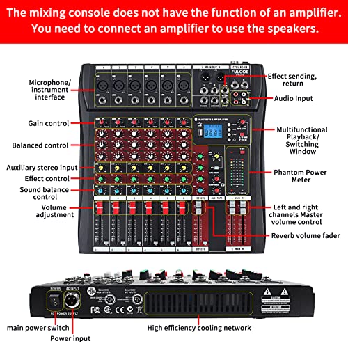image for FULUODE FULODE CT60 6-channel Professional mixer audio Bluetooth U dis