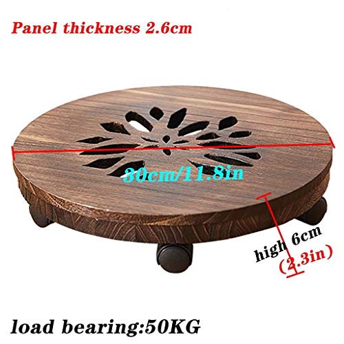 Support de plantes en bois mobile pour déplacer facilement les pots lourds - 3