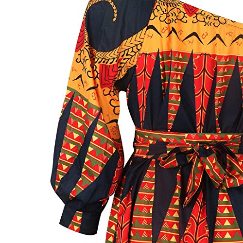 Image of Women Boho African Floral Print Pleated Short Midi Dress Multi-Way Dress for Casual Rave Club Party