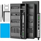 70-in-1 Cordless Electric Screwdriver Set with 64 S2 Steel Bits: 3.7V USB-C Rechargeable, 5 Torque Settings & 4 LED Lights, Mini Repair Kit for PC, RC Electronics, Phones, Laptops, Glasses, Clocks