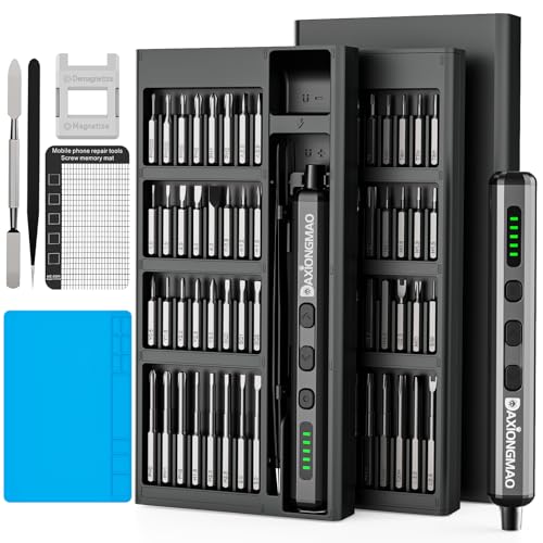 70-in-1 Cordless Electric Screwdriver Set with 64 S2 Steel Bits: 3.7V USB-C Rechargeable, 5 Torque...