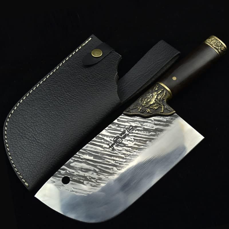 Meat Cleaver, 8 Inch Handmade Knife 7Cr17MoV High Carbon Steel Machete Anti-Stick Slicing Cleaver Kitchen Knives Meat And Poultry Tools (Color : Knife with Cover)