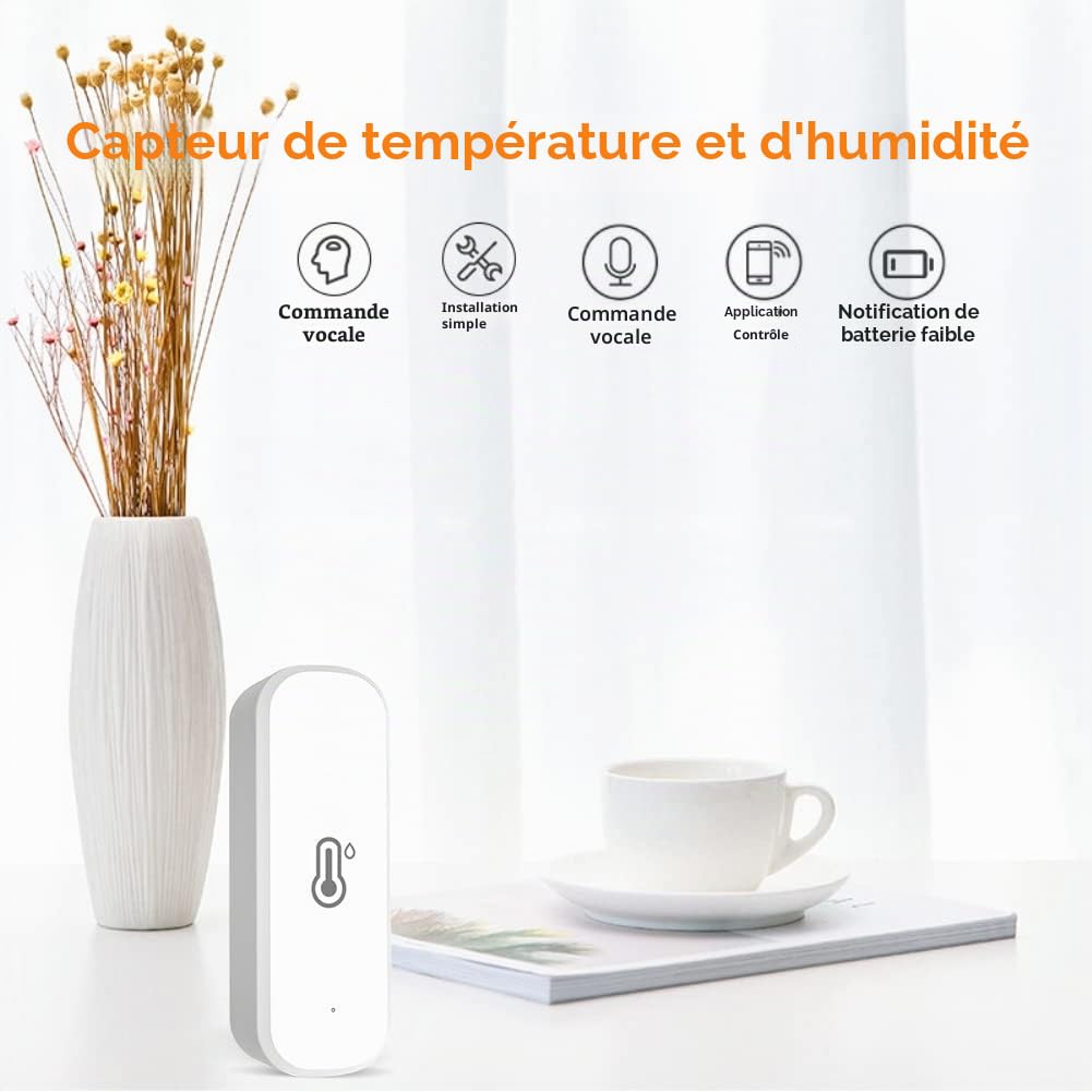 SPORTARC pour Tuya Lot de 4 thermomètres hygromètre WiFi pour intérieur et extérieur avec alarme de notification d'application à distance, fonctionne avec l'application pour Tuya