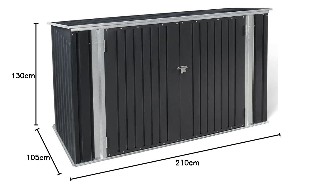 Abri de Jardin en Métal Verrouillable Multi-Rangement pour Vélos, Outils et Poubelles