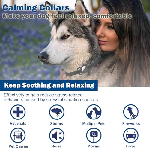 Image of 27in Calming Collar for Dogs, Calming Pheromone Collar for Dogs Lasts 30 Days (3 Collars- Airtag Holder)
