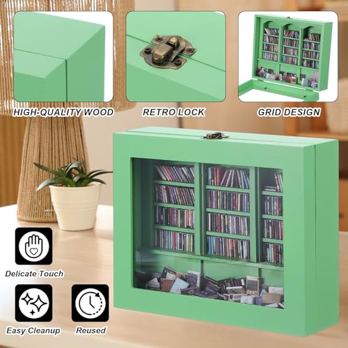 Estantería miniatura de madera verde para decorar rincones de lectura y escritorios nórdicos 4