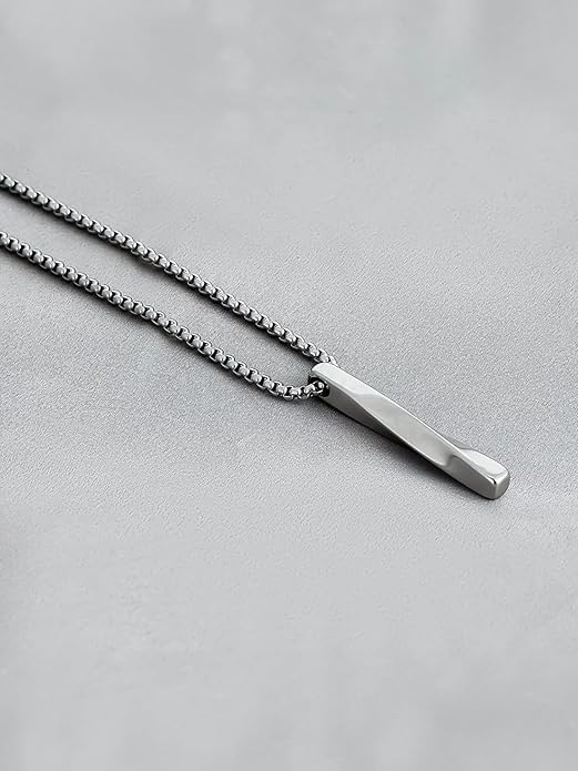 Image of Men's Jewellery Black Chain For Men Boys Geometric Stainless Steel Black Locket Pendant with 3D Chain combo pack of 2pcs gifts