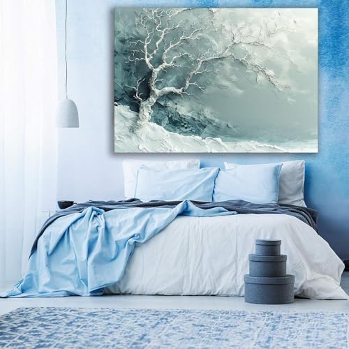 Arbre abstrait moderne tableau sur toile 30x50cm encadré DunPei décor salon - 4