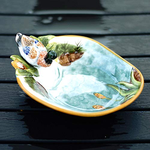 Slivy Ente Keramik Seifenschale Halter Ständer Kreative American Pastoral-Stil Tabellen Soap Schwamm Halter Kleine Obstteller for Badezimmer, Küche-Wanne, Hotel, dekorative Ornamente Cover