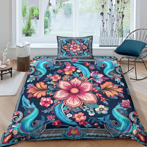 Housse de couette 3D imprimé plumes parure de lit microfibre 3 pcs - 2