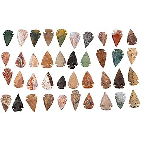 KVK Crystals Lot of 100 Indian Arrowheads 1 1/2" L Agate Chert Flint New Project Points Jewelry Making Cover