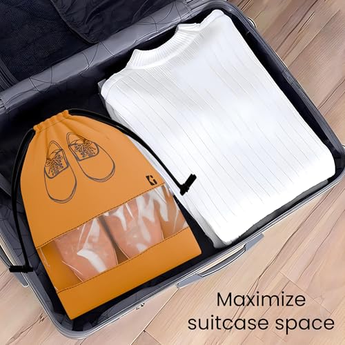 Image of Kuber Industries Pack of 12 - Shoe Bag for Travel | Shoe Cover for Storage | Shoe Pouches for Travelling | Travel Accessories Shoe Organizer | Shoe Storage Bag for Men | Orange