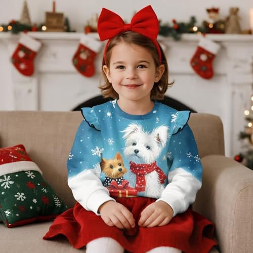 WELLFLYHOM Girls Sweatshirt Top 1-8T Crewneck Long Sleeve Sweater Top Graphic Casual Shirts Novelty Pullover Fall Outfits2