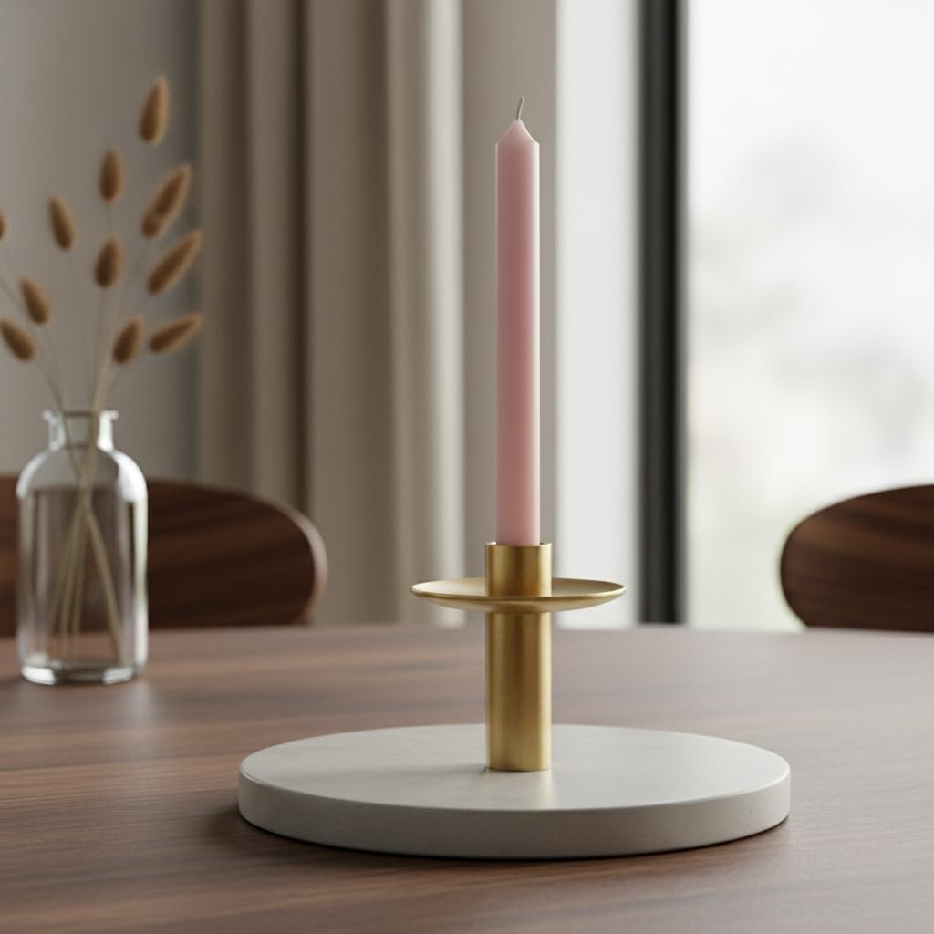 Cylindrical Candles Full Color Ø 1,8 cm 12 Pieces - Powder