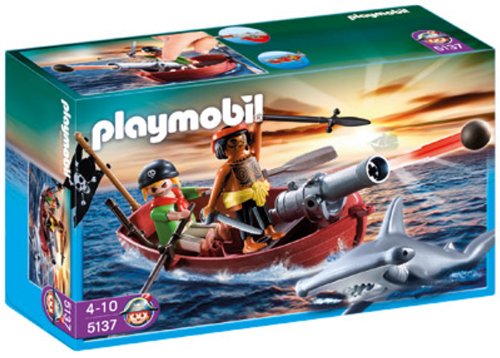 PLAYMOBIL - Bote Pirata con tiburón (5137)