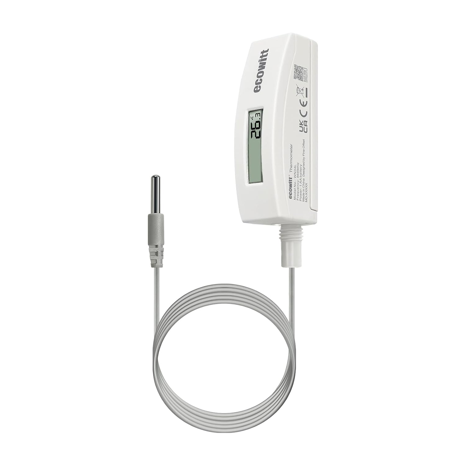 ECOWITT WN34BL Digital Pool Thermometer with LCD Display, Waterproof Water Temperature Sensor, Easy to Mount, 10ft Cable Sensor for Swimming Pool, Hot Tubs, Spas, Bath Water, Fish Ponds