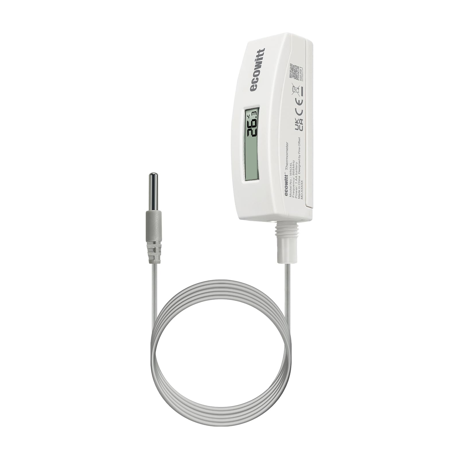 ECOWITT Pool Thermometer WN34L, Waterproof Water Temperature Sensor with LCD Display, 10ft Cable Digital Sensor for Swimming Pool, Hot Tubs, Spas, Bath Water, Fish Ponds…