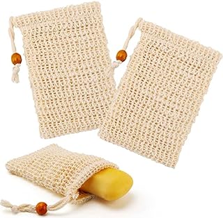 2 Pack Sisal Soap Bags - 10x13cm Organic Natural Soap Bags with Drawstring, Eco Friendly Soap Saver Pouch Bags for Bath Shower Foaming, Drying Soaps, Exfoliatio Shampoo Bar Bag