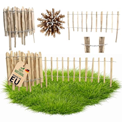 Floranica Staketenzaun aus Haselnuss mit Pfosten 50 cm hoch x 5 m Lattenabstand 4-6 Kastanie...