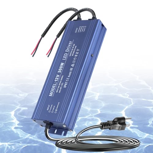 Image of Waterproof IP67 LED Driver 12V 300W Ultra Slim LED Power Supply 110V AC to 12V DC 25A 300 Watt Quiet Low Volt Converter LEDs Transformer Constant Voltage for LEDs Strip, Indoor & Outdoor