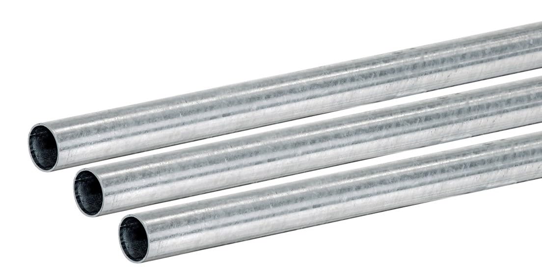 TUBO REDONDO ACERO GALVANIZADO - Sección Ø48 mm - Longitud 2000 mm - Espesor 2 mm - 3 Unidades - Acero galvanizado en caliente