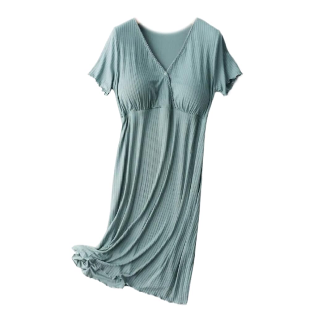 Camicia da Notte Donna - Abito Estivo da Donna con Scollo A V Abiti alla Moda in Cotone Pigiama Homewear Camicia da Notte Estiva