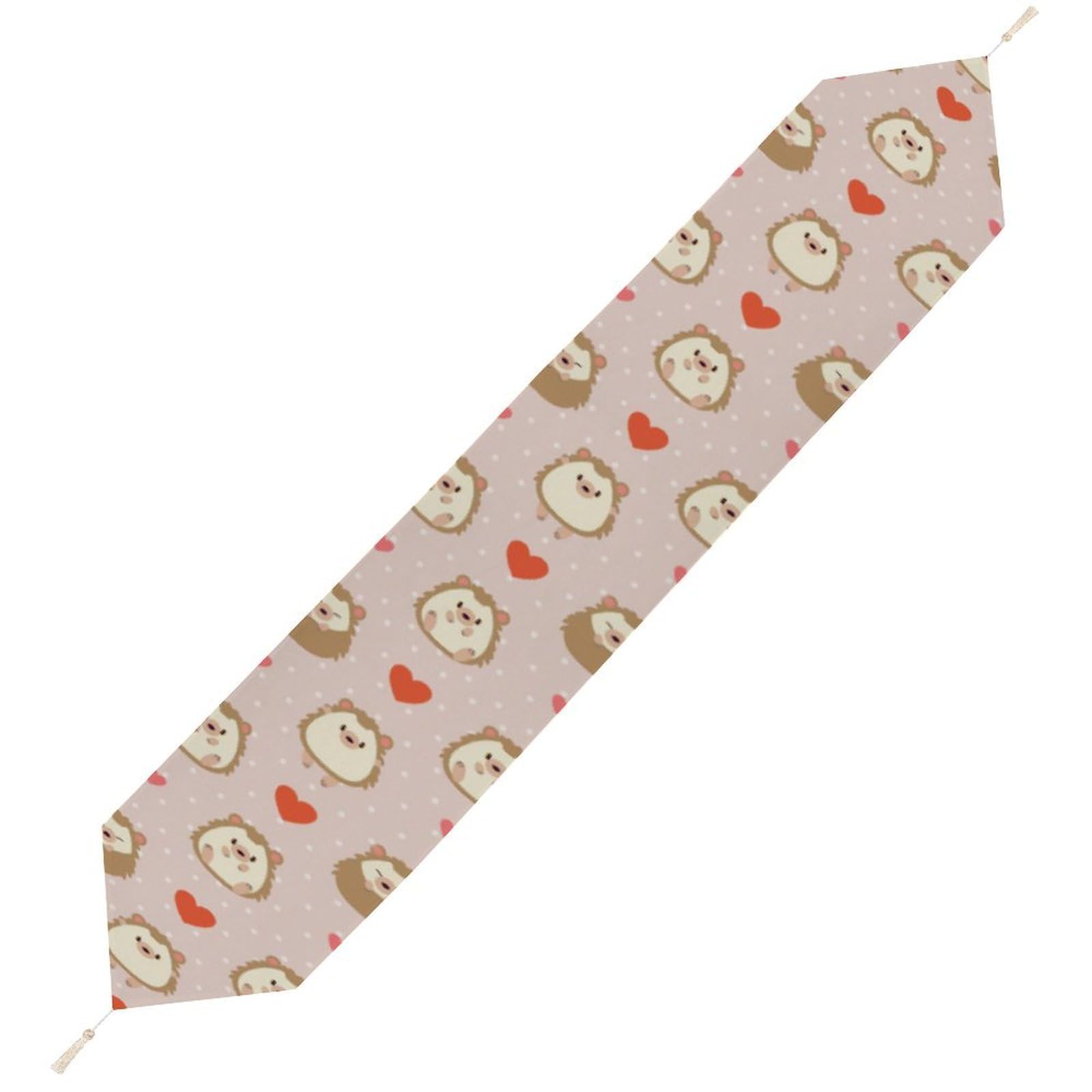 JZemdybill 229*33cm Table Runner with Tassel, Cute Cartoon Hedgehog Table Runner, Table Decoration for Kitchen, Party, Restaurant