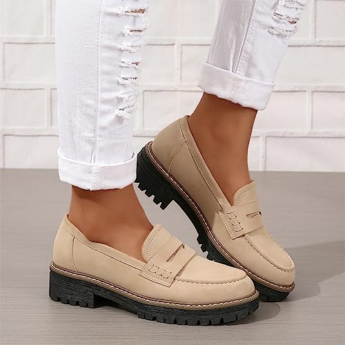 Womens Loafers Shoes Platform Chunky Penny Loafer Lug Sole Comfortable Slip On Work Office Business Casual Dress Shoes, US Size 5-11.5 - Image 5