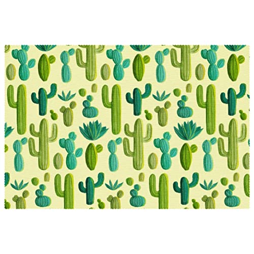 Lot de 6 sets de table antidérapants cactus vert jaune résistant à la chaleur