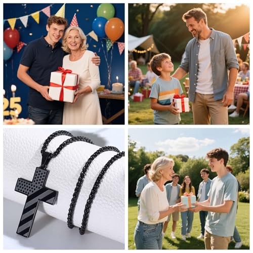 Cross Necklace for Men Boys Son Grandson Birthday Christian Graduation Christmas Gifts3