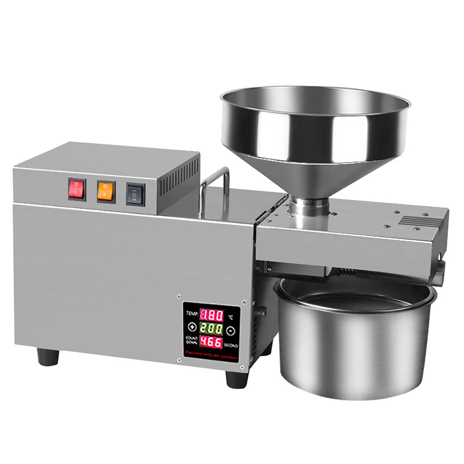 MYUYEE 1200W Commercial Automatic Oil Press Machine,Cold Hot Press, 8-13Kg/H, 24H Continuous Work, With 2 Squeeze Rods