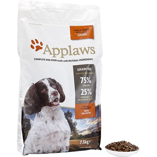 Applaws natürliche komplette trockene Hundefutter für Erwachsene kleine/mittlere Rasse Hunde, Huhn, 7,5 kg (Packung mit 1)