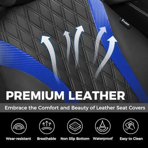 Image of FLORICH Front Car Seat Covers, Leather Seat Covers for Cars, Waterproof Car Seat Protector Breathable, Front Seat Covers for Cars, Automotive Seat Covers Universal Fit for Most Car Truck SUV