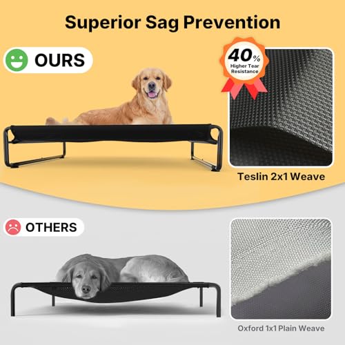 Veehoo Original Outdoor Elevated Dog Bed, Cooling Raised Dog Cot for Large Dogs, Portable Standing Pet Hammock Platform with Washable Breathable Mesh, No-Slip Feet, Large, Black, CWC2201 - Image 5