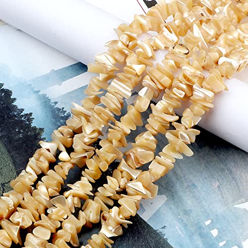 Image of 5-8mm Brown Mother of Pearl Natural Chip Stone Beads for Jewelry Making