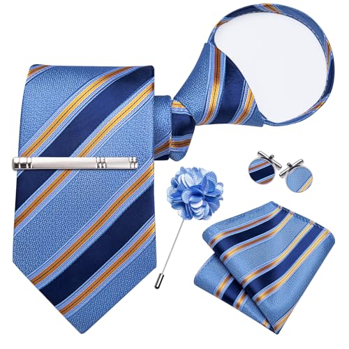 Image of DiBanGu Silk Zipper Ties for Men, Formal Pre-tied Necktie | Adjustable Tie,6PCS,Various Design Styles,Jacquard Woven,Skin-friendly,Practical Gift,Great for Wedding Party,Business Formal