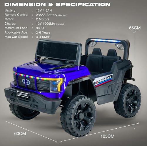 Image of Driving EV Cars for 1, 2, 3, 4, 5, 6 Years | Remote + Steering + Mobile App Control | Kids Jeeps (Entery Level Jeeps [2-6 Years] F-Raptor, Blue)