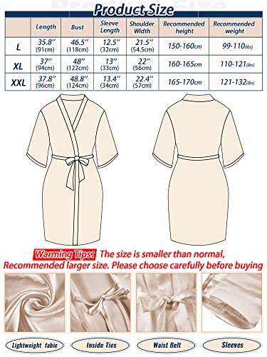 Geyoga 10 Pcs Kimono Robe For Bridesmaid And Bride Embroidered Women's Wedding Party Bride Robe Bridal Party Robe (Large, White/ Champagne Color) #TOP1