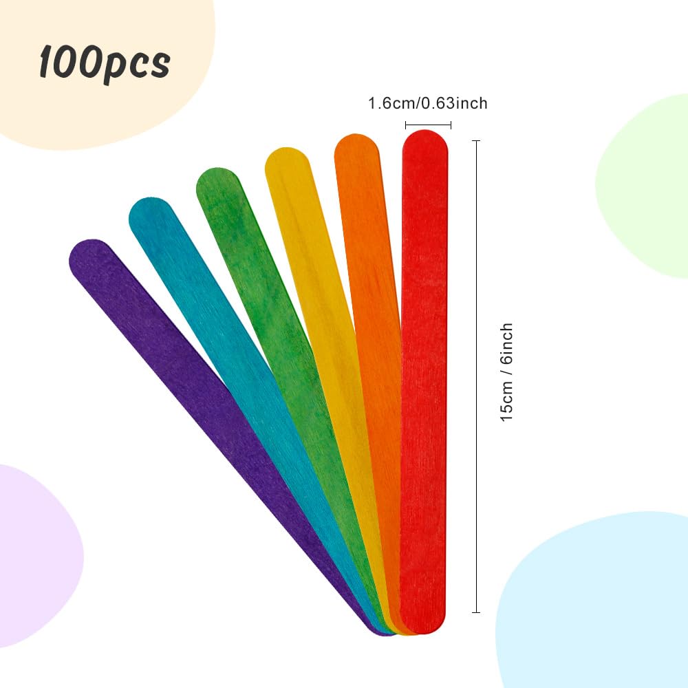 KONTONTY 4sacchetto Stecche Di Legno Colorate Per Fai Te Per Lavoretti Attività Scolastiche E Giochi Creativi Per Ragazzo Ragazza Materiale E Sicuro - Foto 2