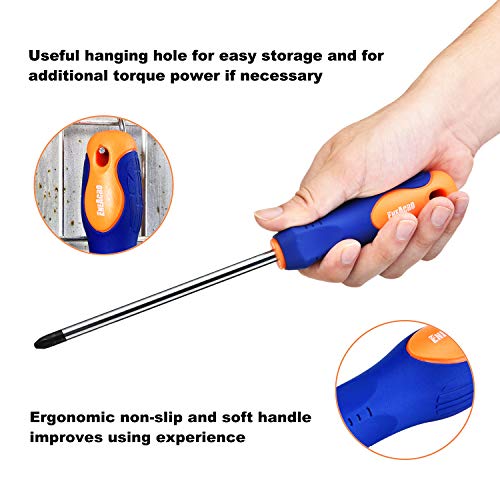 Strong Magnetic Screwdriver Set 10 Pcs,ENEACRO Phillips and Slotted Strenthen Hardness Cr-V Rod,Professional Bi-material Non-slip Cushion Grip,Heavy Duty Torque Repair Hand Tool - Thumbnail 3