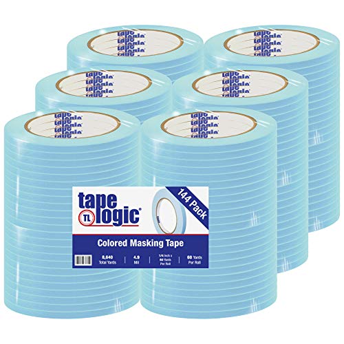 Image of Aviditi Tape Logic 1 /4 Inch x 60 Yards, General Purpose Colored Masking Tape, Light Blue (Pack of 144) - Great for Home, Office, Arts, Crafts, DIY, Labeling and Coding