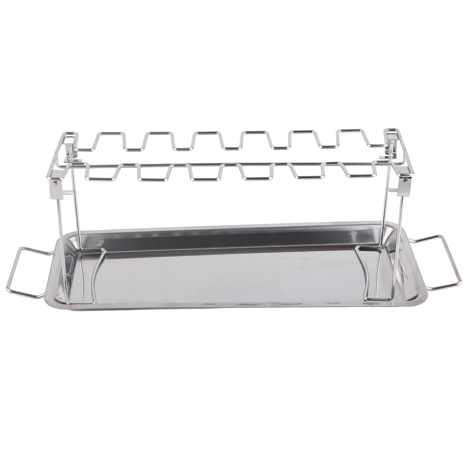 PNAJFUEL Stainless Steel Chicken Leg Grill Rack with Drip Pan, Roaster Stand BBQ Accessory for Grilling Smokers Oven Roasting